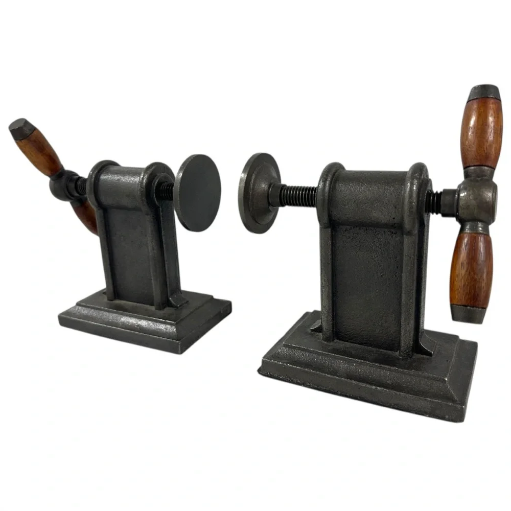 Restoration Hardware Pair Of Cast Iron Vise Screws Industrial Bookends